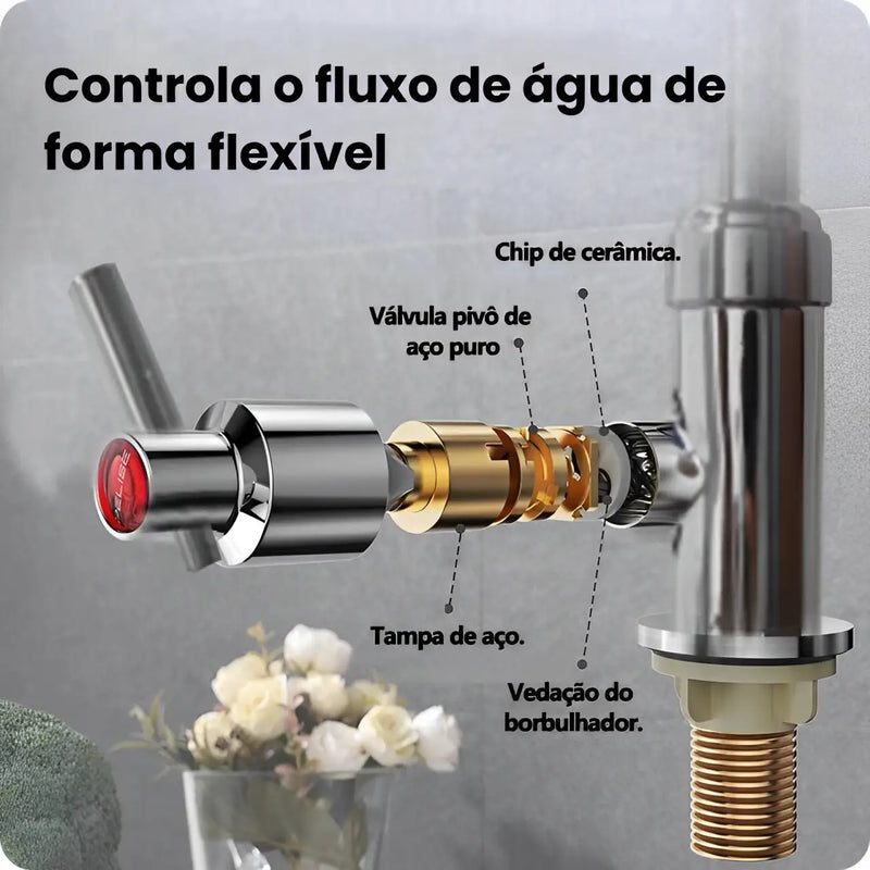 Torneira de Aço Inox Flexível com Regulagem de Fluxo